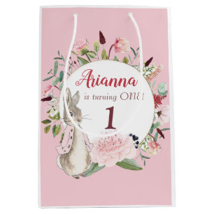 Classic Pink Peter the Rabbit Floral Birthday Medium Gift Bag