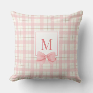 Classic Pink Plaid Monogramed Nursery Cushion