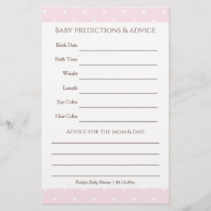 Classic Pink Polka Dots Baby Shower Guessing Game
