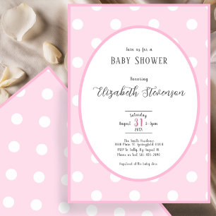 Classic Pink Polka Dots Baby Shower Invitation