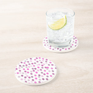 Classic Pink Polka Dots on White  Coaster