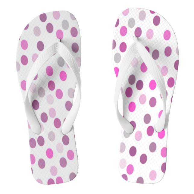 Classic Pink Polka Dots on White  Jandals (Footbed)