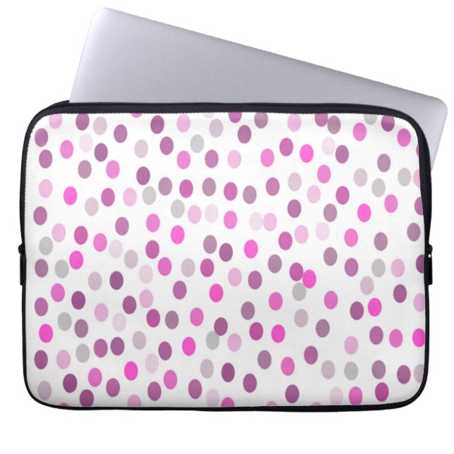 Classic Pink Polka Dots on White  Laptop Sleeve (Front)