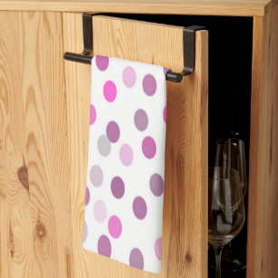Classic Pink Polka Dots on White  Tea Towel
