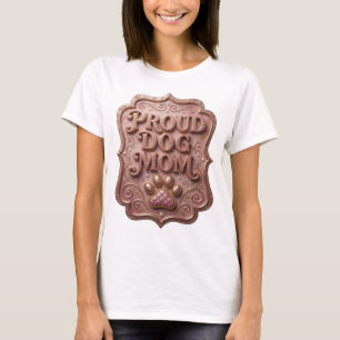 Classic Pink PROUD DOG MOM Bold Design T-Shirt