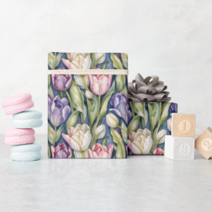 Classic Pink, Purple, Whute Tulips Wrapping Paper