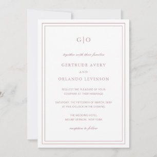 Classic Pink QR Code Elegant Wedding Invitation