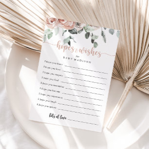 Classic Pink Rose Baby Shower Hopes & Wishes Card