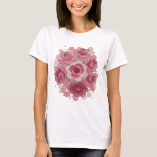 Classic Pink ROSE BUBBLES Graphic Design T-Shirt