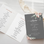 Classic Pink Rose Floral Grey Folded  Programme<br><div class="desc">This classic pink rose floral grey folded wedding program is perfect for a rustic wedding. The design features elegant watercolor dusty pink roses and green foliage,  neatly assembled into beautiful bouquets with a grey background.

Include a quote or short message,  order of service,  wedding party and thank you message.</div>