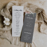 Classic Pink Rose Floral Grey Wedding   Programme<br><div class="desc">This classic pink rose floral grey wedding program is perfect for a rustic wedding. The design features elegant watercolor dusty pink roses and green foliage,  neatly assembled into beautiful bouquets with a grey background.</div>