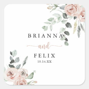 Classic Pink Rose Floral Wedding Envelope Seals