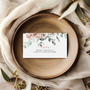 Classic Pink Rose Floral Wedding Gift Registry  Enclosure Card