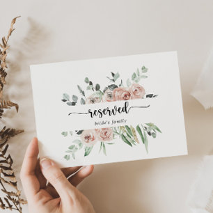 Classic Pink Rose Floral Wedding Reserved Sign