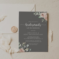 Classic Pink Rose Grey Bridesmaids Luncheon