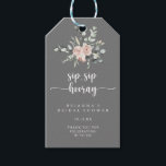 Classic Pink Rose Sip Sip Hooray Bridal Shower   Gift Tags<br><div class="desc">These classic pink rose sip sip hooray bridal shower gift tags are perfect for a rustic wedding shower. The design features elegant watercolor dusty pink roses and green foliage,  neatly assembled into beautiful bouquets with a grey background.</div>