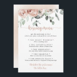 Classic Pink Rose Wedding Kissing Menu Game Card<br><div class="desc">This classic pink rose wedding kissing menu game card is perfect for a rustic wedding reception. The design features elegant watercolor dusty pink roses and green foliage,  neatly assembled into beautiful bouquets.</div>
