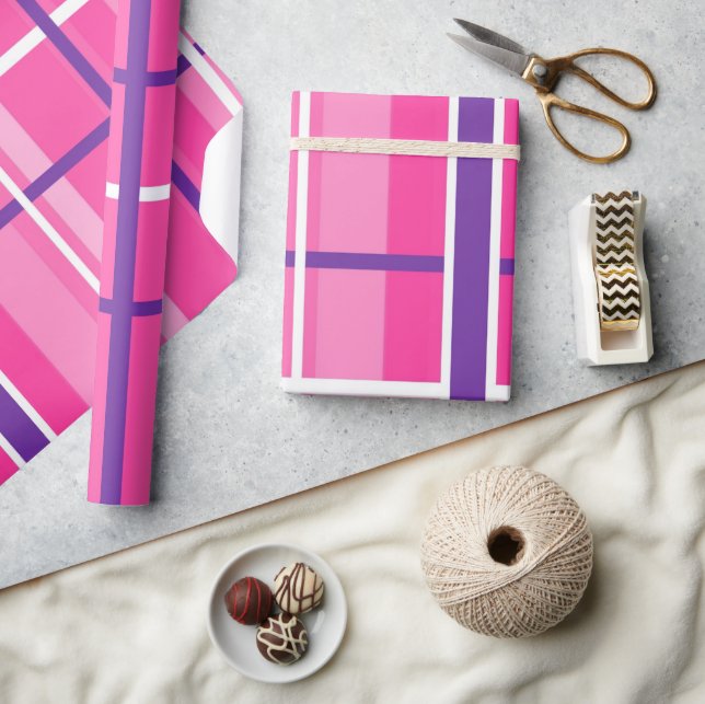 Classic Pink  Rustic Buffalo Plaid Wrapping Paper (Crafts)
