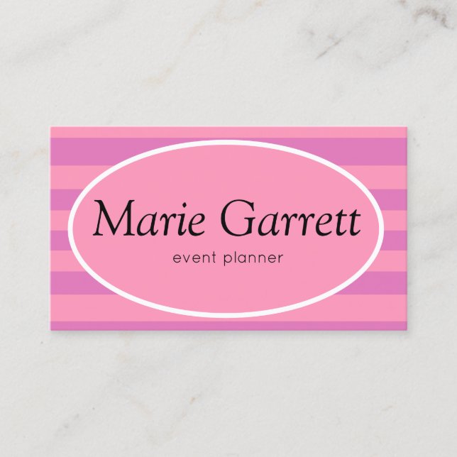 Classic Pink Stripe Business Card (Front)