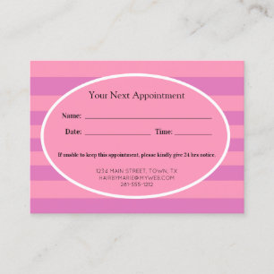 Classic Pink Stripes Business Appointment Card