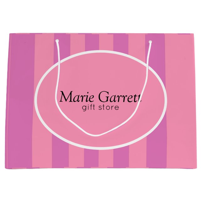 Classic Pink Stripes Custom Large Gift Bag (Front)
