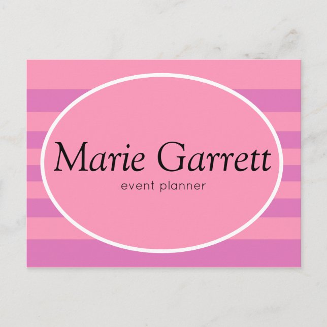 Classic Pink Stripes Marketing Holiday Postcard (Front)