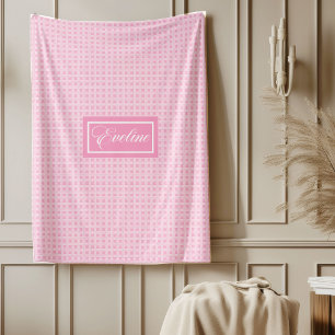 Classic Pink Tartan Blanket Personalised Elegant
