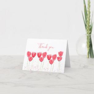 Classic Pink Tulips Floral Wedding Thank you  Card