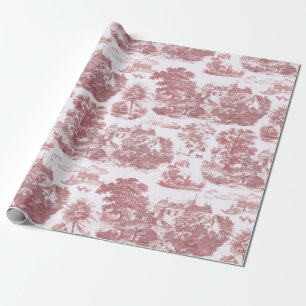 Classic Pink Vintage French Chateau Toile Wrapping Paper