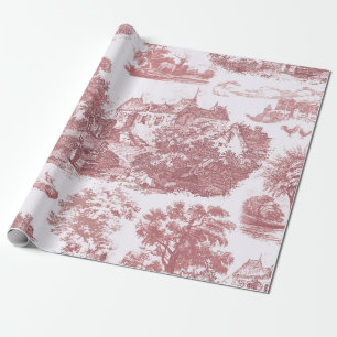 Classic Pink Vintage French Country Toile Wrapping Paper