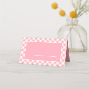 Classic Pink White Chequered Gingham  Place Card