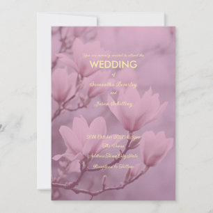 Classic Pink White Magnolia Background  Invitation