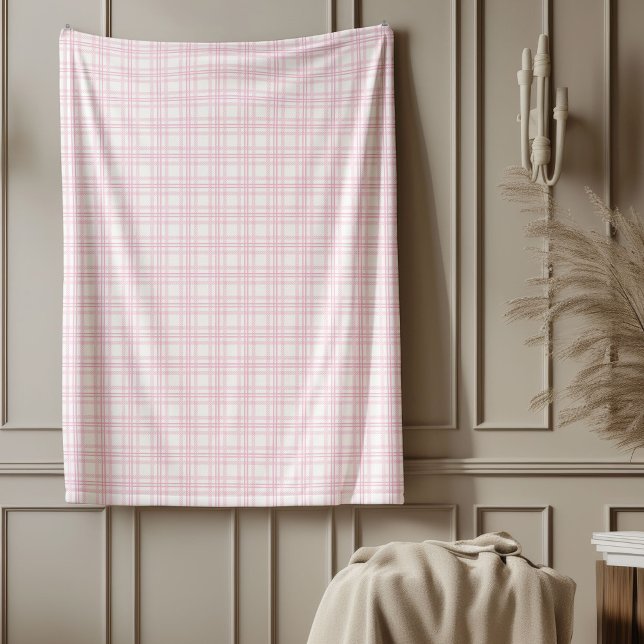 Classic Pink White Plaid Blanket Rustic Interiors (Classic Pink White Plaid Blanket Rustic Interiors)