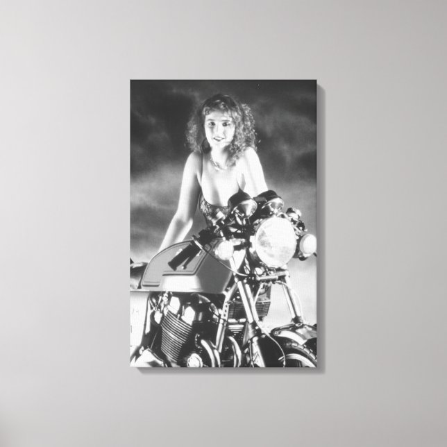 Classic Pinup Classic Motorcycle Canvas Print (Front)