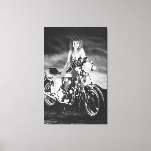 Classic Pinup Classic Motorcycle Canvas Print (Front)
