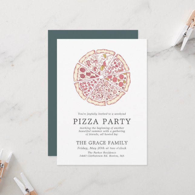 Classic Pizza Party | Invitation (Front/Back In Situ)