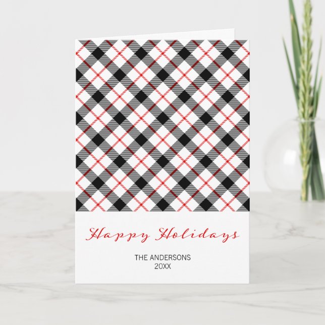 Classic Plaid Christmas Happy Holidays Card (Front)
