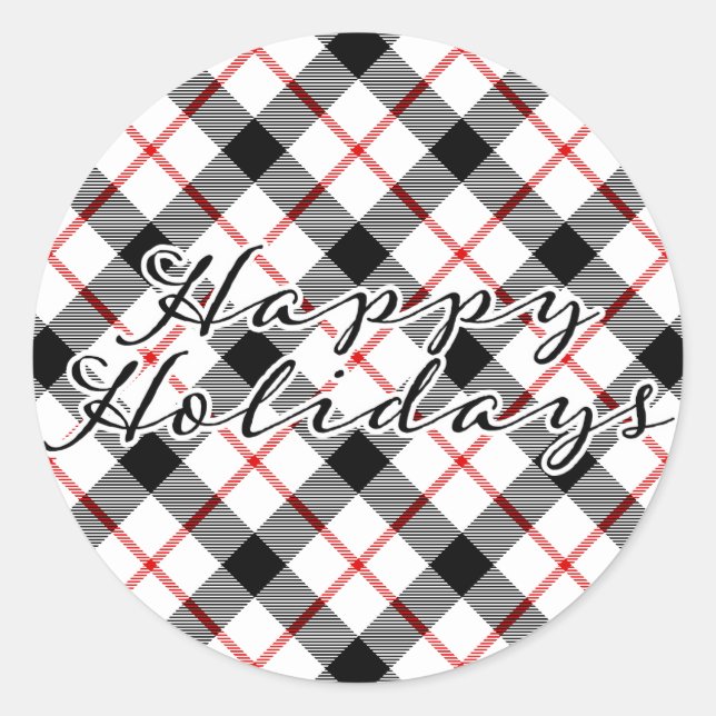 Classic Plaid Christmas Happy Holidays Sticker (Front)