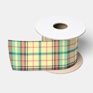 Classic plaid design satin ribbon