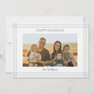 Classic plaid frame minimalist Holiday photo card