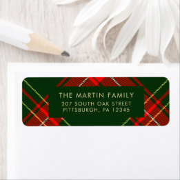 Classic Plaid Green Return Address Label