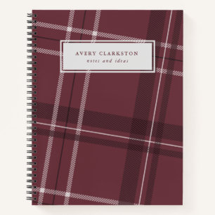Classic plaid mauve personalised notebook