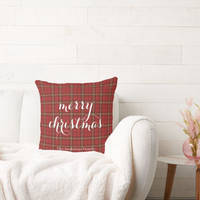 Classic Plaid Merry Christmas Festive -  Cushion (Couch)