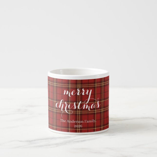 Classic Plaid Merry Christmas Festive -  Espresso Cup (Front)