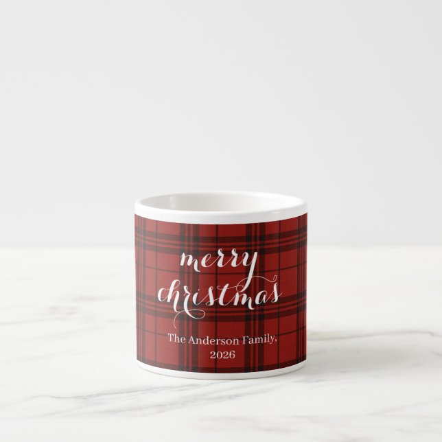 Classic Plaid Merry Christmas Festive -  Espresso Cup (Front)