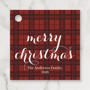 Classic Plaid Merry Christmas Festive - Favour Tags