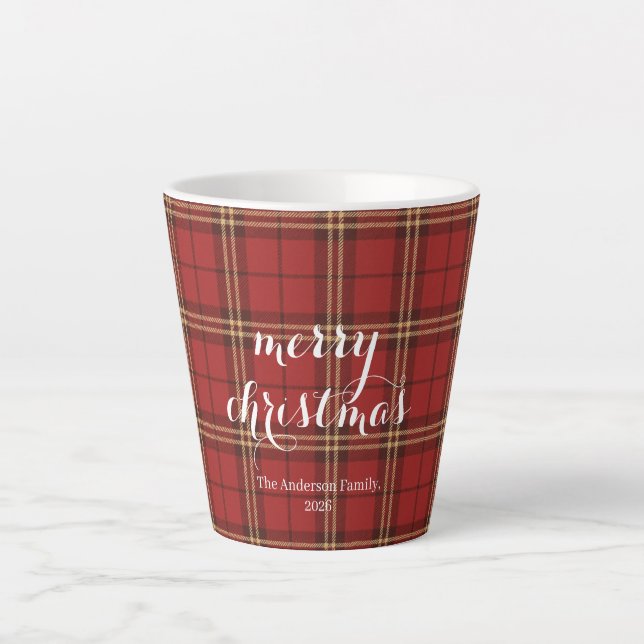 Classic Plaid Merry Christmas Festive -  Latte Mug (Front)