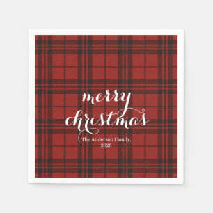 Classic Plaid Merry Christmas Festive -  Napkin
