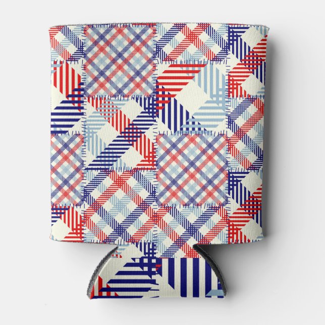 Classic Plaid Patchwork: Squares Pattern Can Cooler (Front)