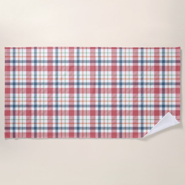 Classic Plaid Pattern Beach Towel (Front)
